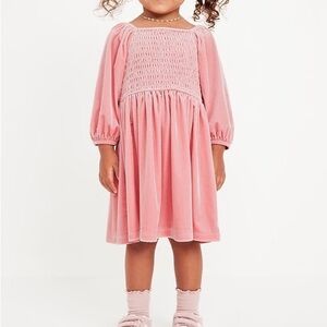 Old Navy Pink Smocked Velvet Dress for Toddler Girls